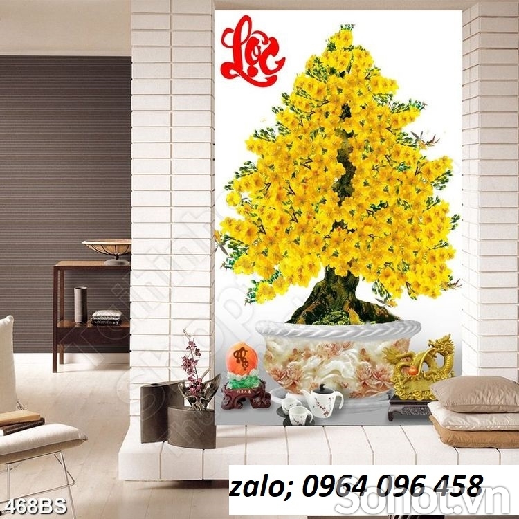 Gạch tranh 3d cây mai - Q82