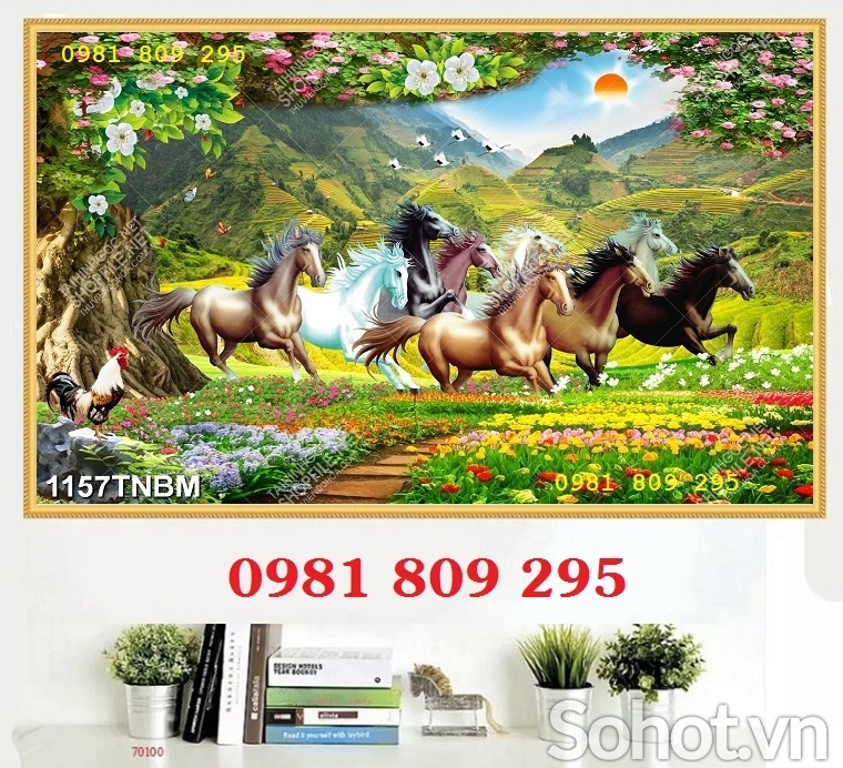 Tranh gạch men phong thủy bát mã HP4532