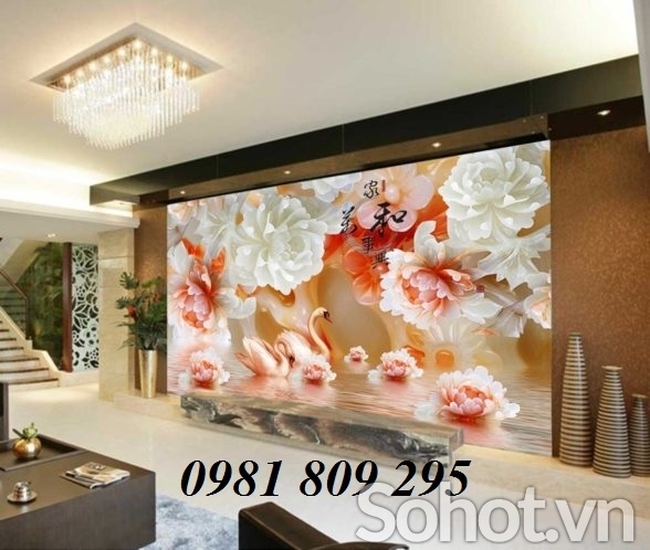 Tranh 3d mẫ đơn - gạch tranh 3d sứ ngọc