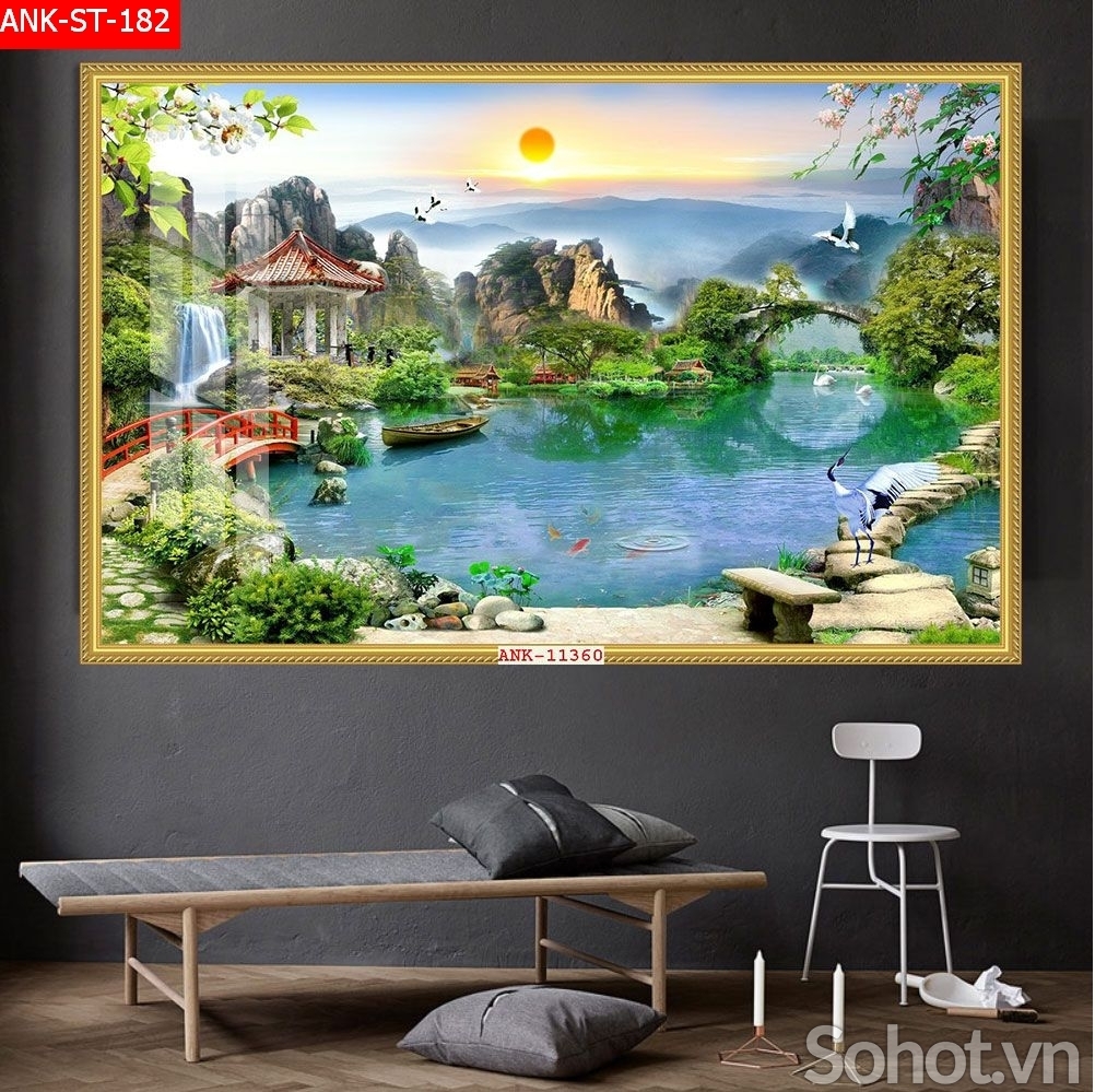 Tranh gạch 3d ốp tường phòng khách - XBC522