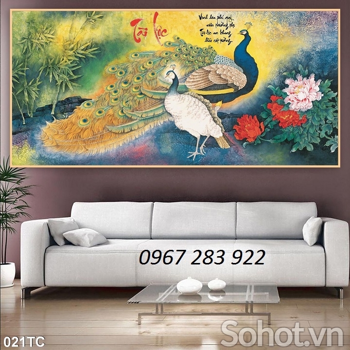 Tranh chim công gạch men nghệ thuật ốp tường