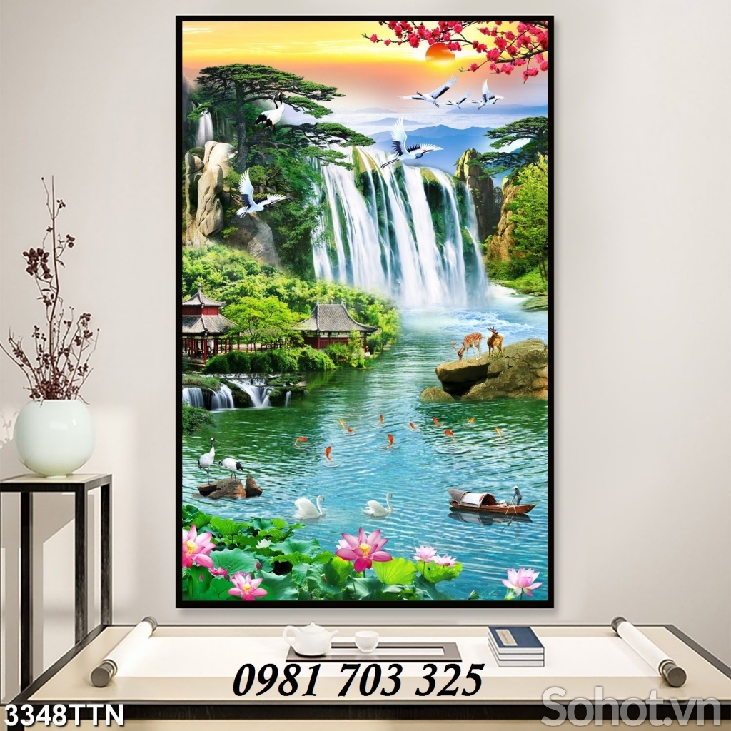 tranh phong cảnh- gạch 3D khổ đứng