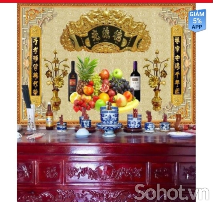 Tranh gạch 3d câu đối phòng thờ - ANBV5