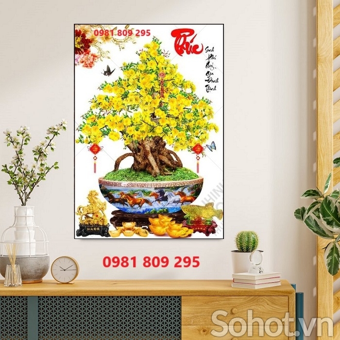 Tranh gạch trang trí hoa mai