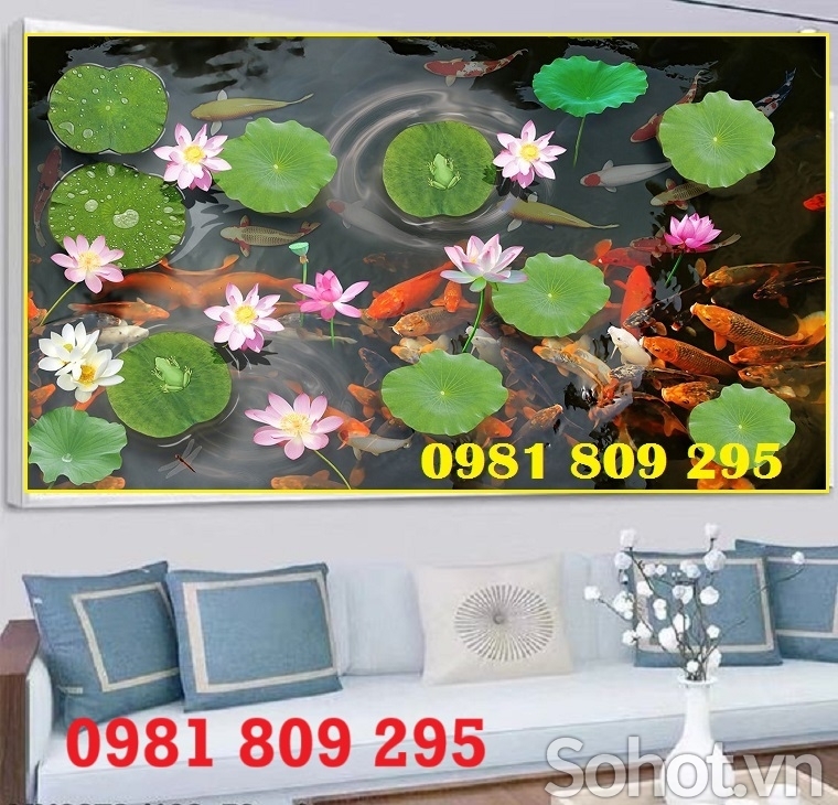 Tranh gạch ốp tường cá chép phong thủy