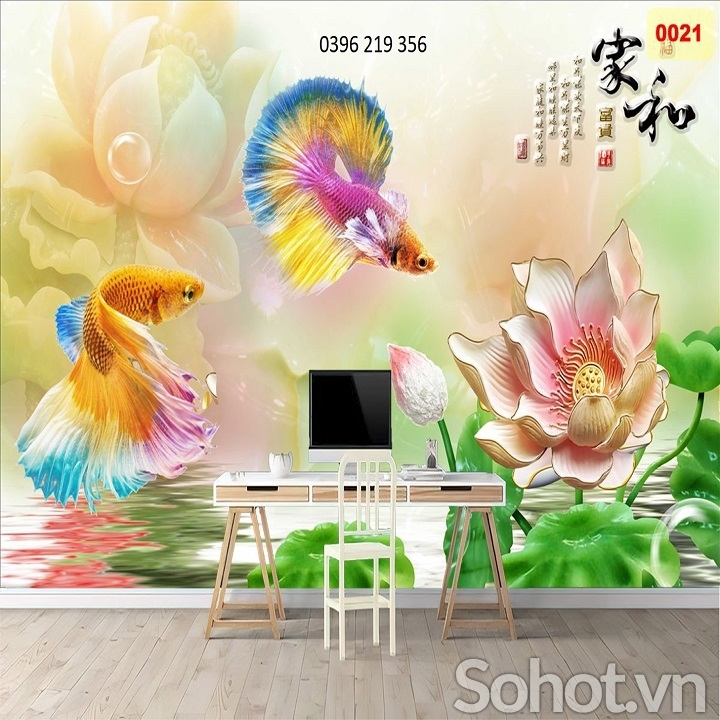 Tranh gạch cá trang trí 3D