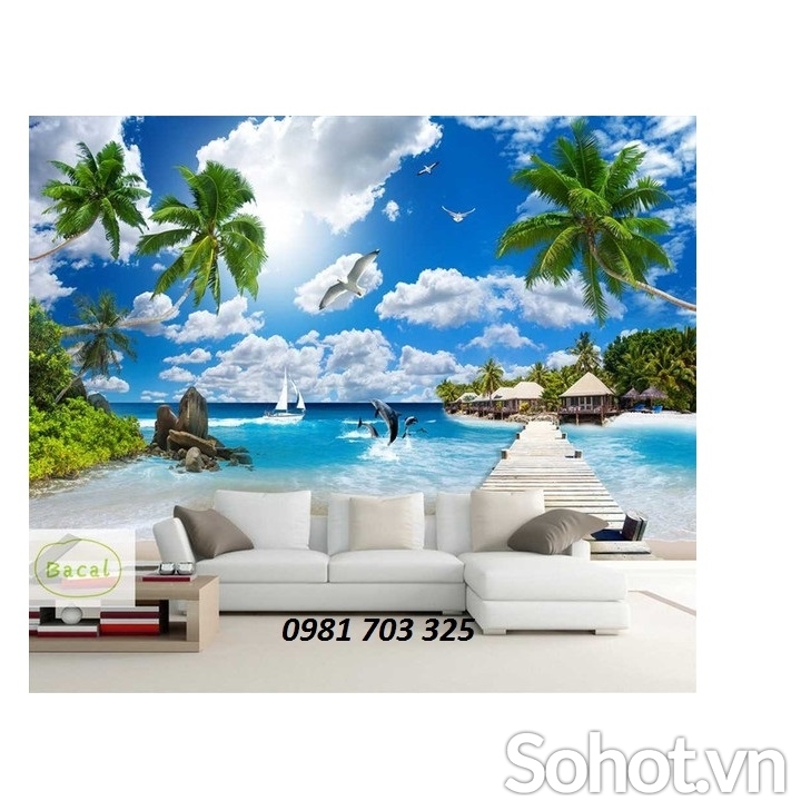 Tranh gạch 3D bãi biển đẹp