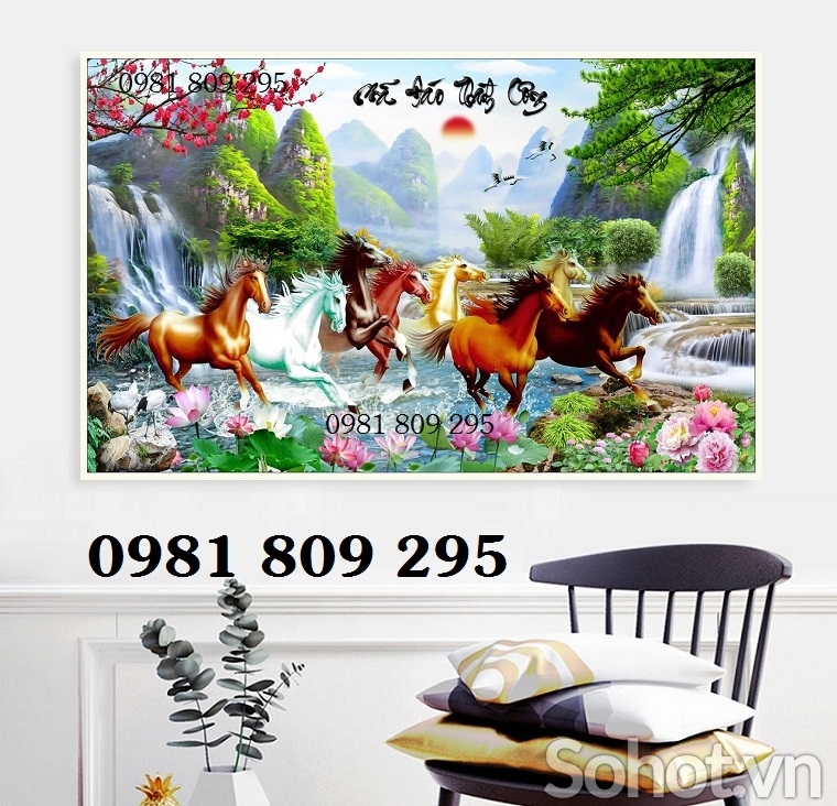 Tranh gạch phòng khách 3d ngựa GF84