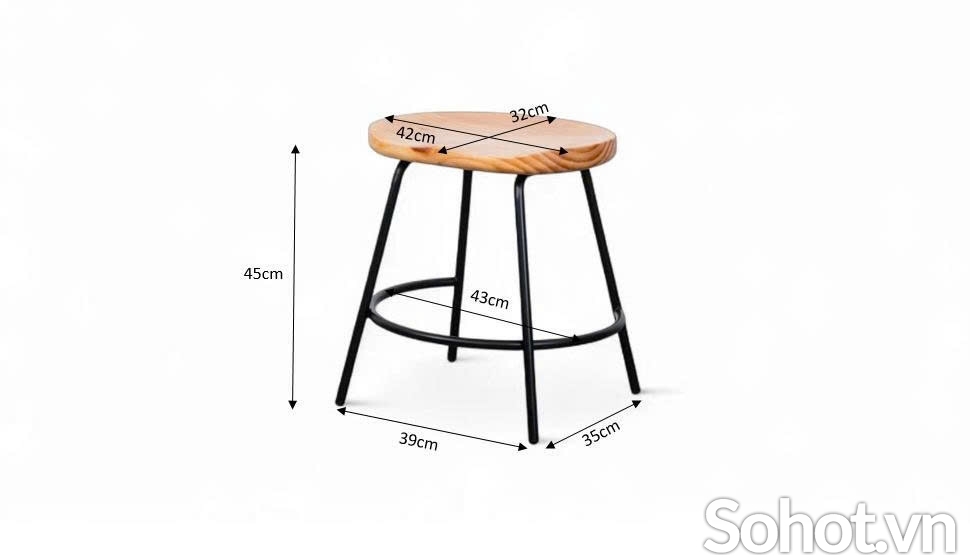 Đôn gỗ chân sắt