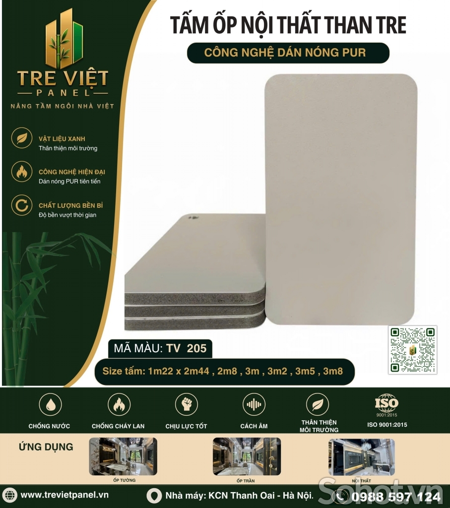Tấm ốp than tre đơn sắc TRE VIỆT PANEL