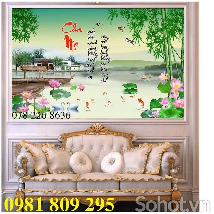 Gạch tranh 3d cá chép hoa sen sứ ngọc