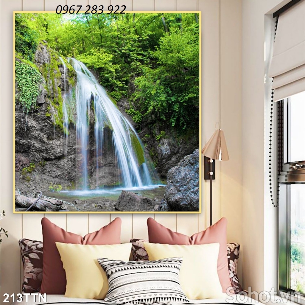 Tranh ốp tường gạch men phòng khách 3d