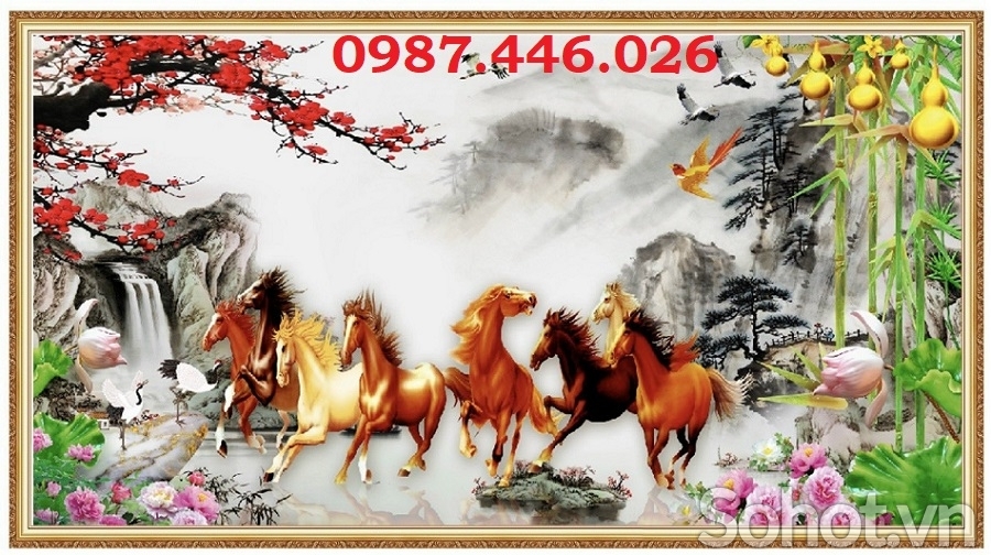 Tranh gạch men bát mã HP86273