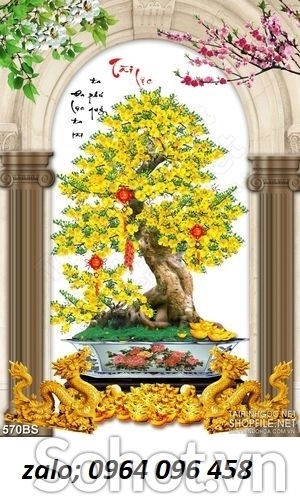 Tranh gạch 3d cây mai vàng - HJNB89