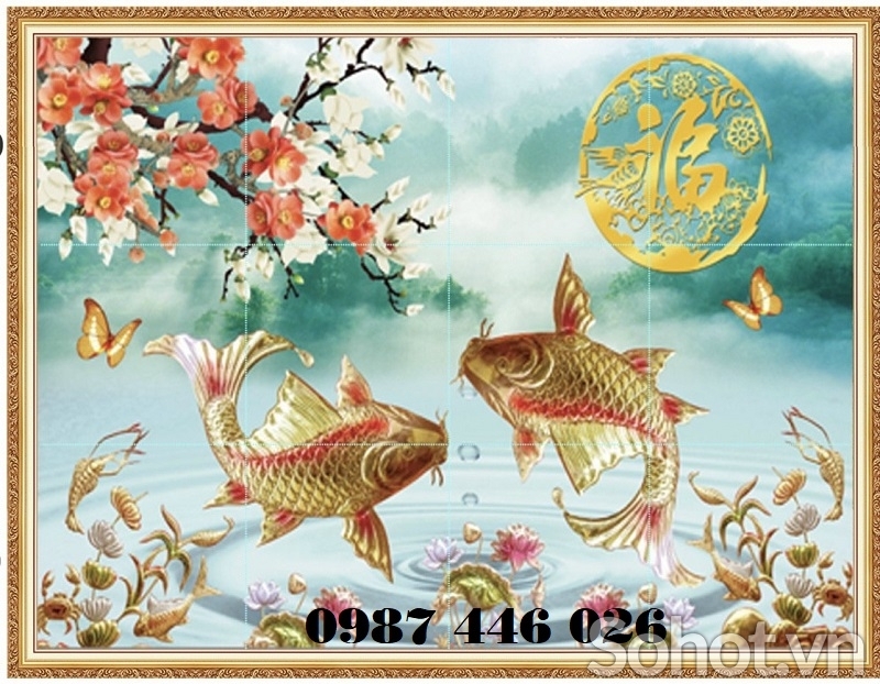 Gạch tranh cá chép HP972