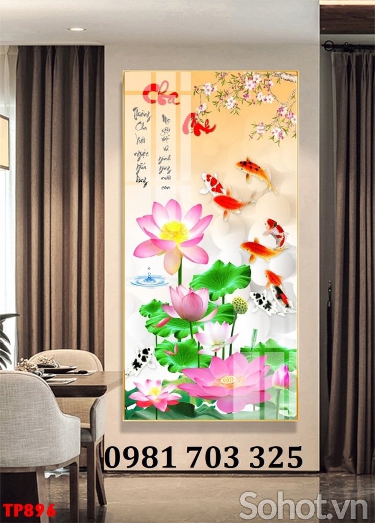 Tranh gạch men 3D thư pháp cha mẹ