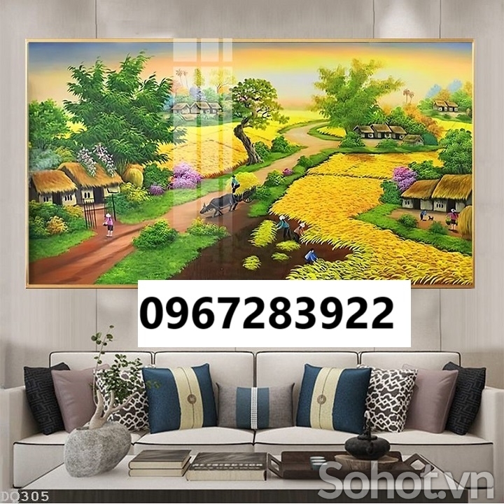 Tranh gạch 3D đẹp cảnh làng quê