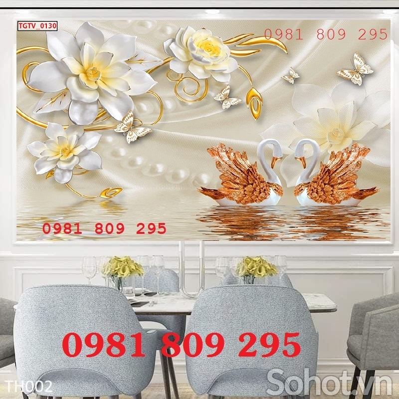 Tranh gạch 3d sứ ngọc ốp phòng khách