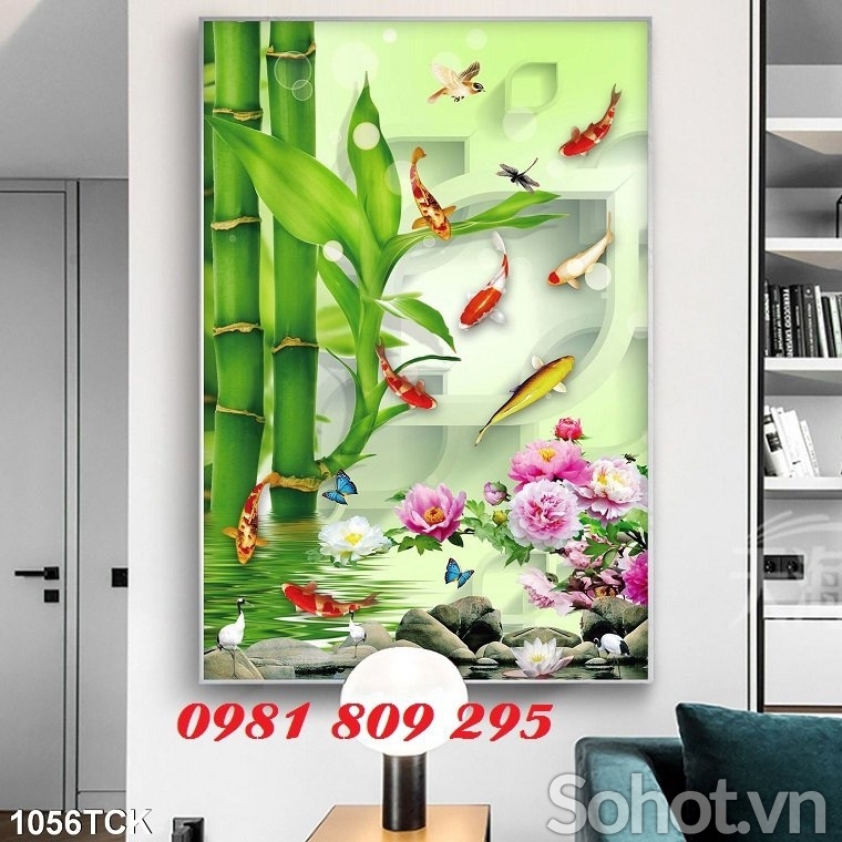 Tranh gạch 3d - gạch tranh hoa sen ốp tường Hp877