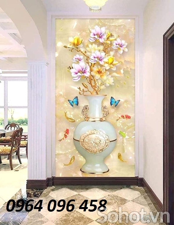 Tranh gạch 3d ốp tường bình hoa - C4322