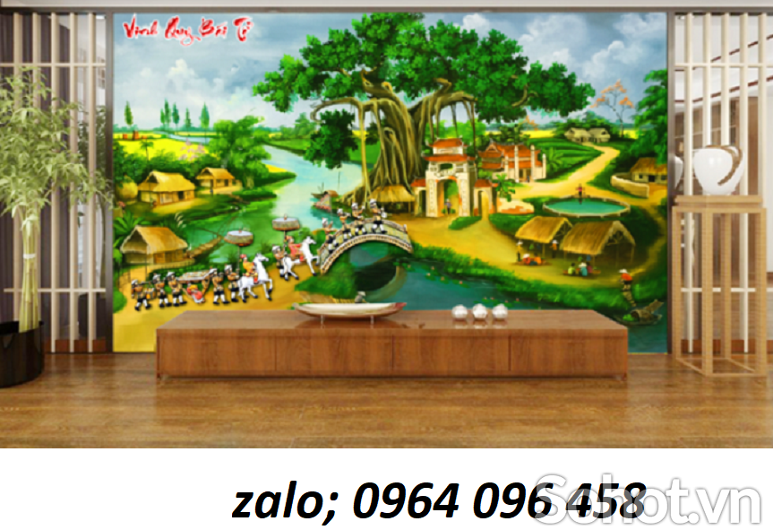 tranh cảnh đồng quê 3d - gạch tranh ốp tường 3d - XX3