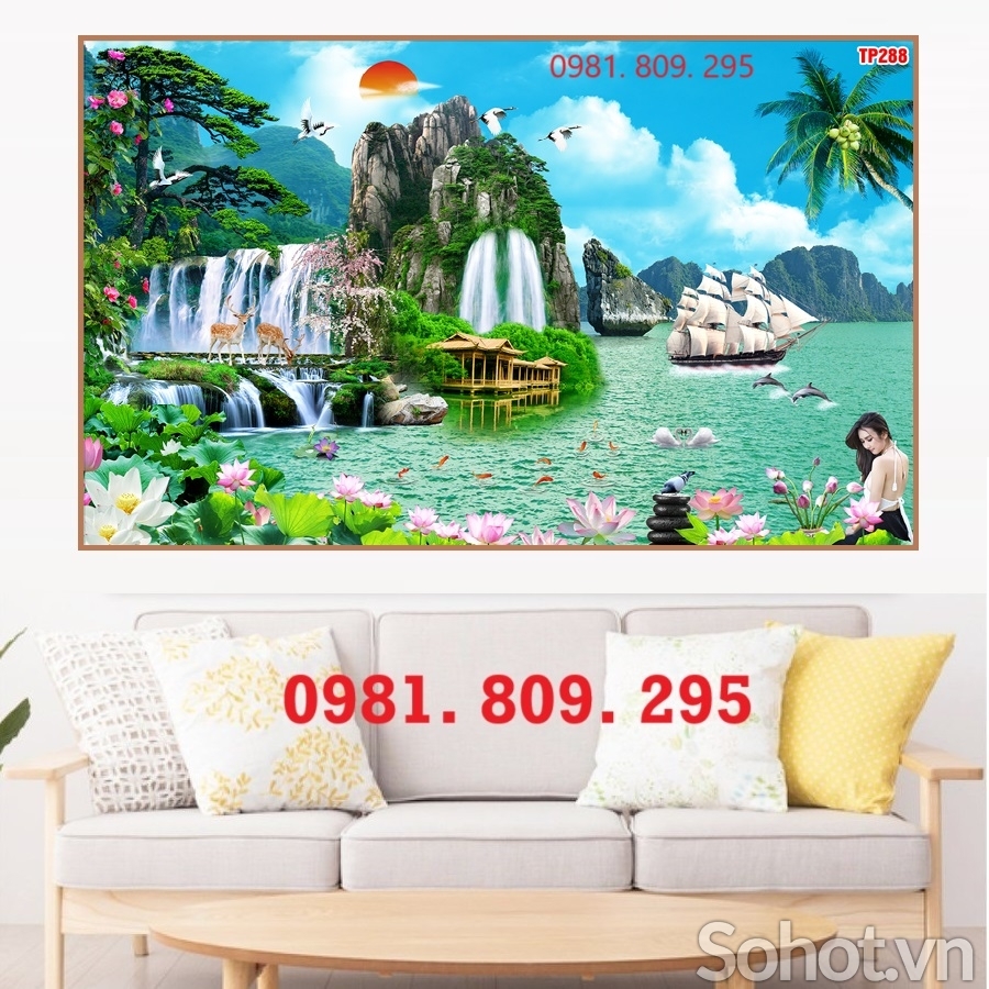 Gạch 3d tranh thiên nhiên , gạch tranh thác nước