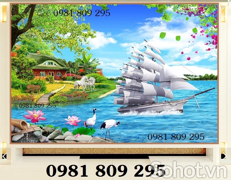 Gạch tranh 3d thuyền - thuận buồm xuôi gió