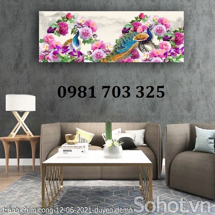 Gạch tranh đẹp chim công 3D trang trí