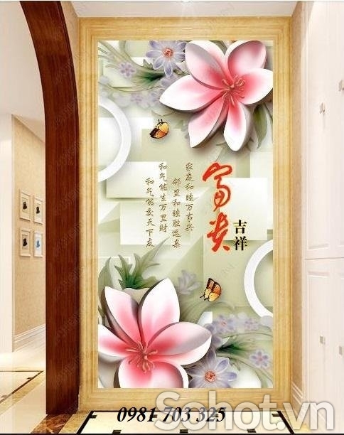 Tranh gạch hoa khổ đứng trang trí