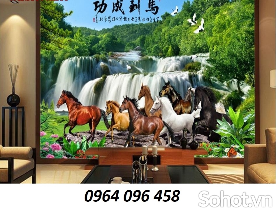 Tranh phong thủy mã đáo thành công - tranh gạch 3d ốp tường - CKV54