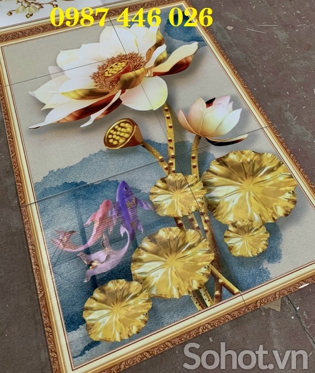 Gạch tranh 3d ốp tường phòng khách