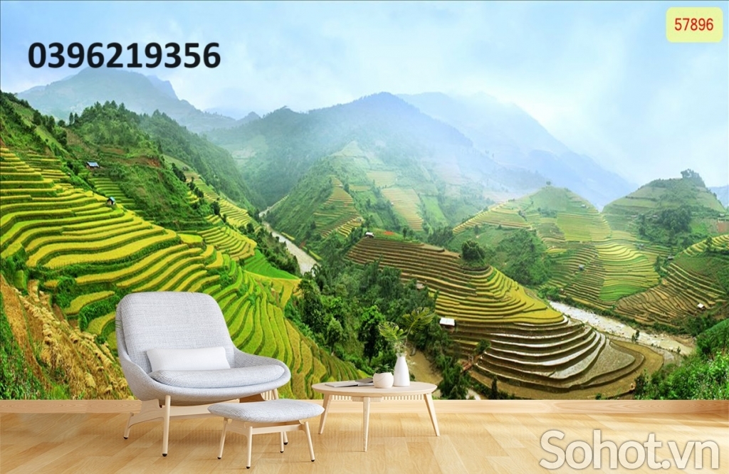 Tranh gạch đẹp ruộng bậc thang