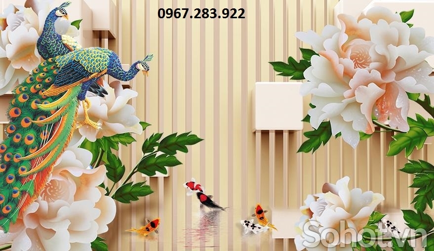 Tranh 3D- Tranh chim công