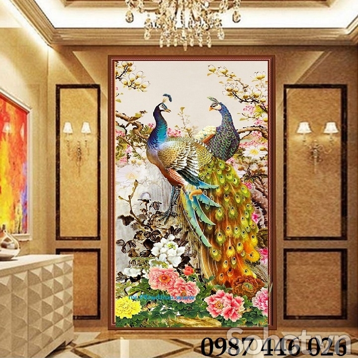 Gạch tranh chim công HP8264