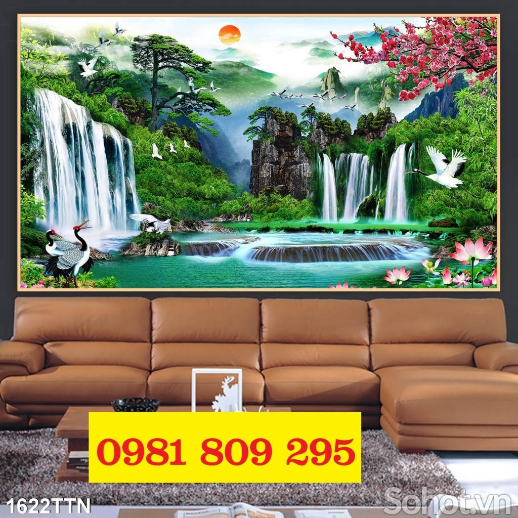Tranh gạch phong cảnh, tranh thác nước 3d ốp tường GP566