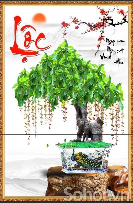 Tranh gạch 3d ốp tường cây bonsai - 67CVB