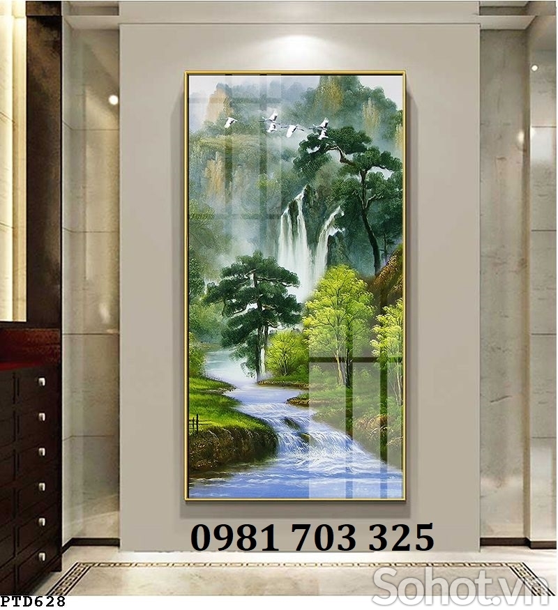 gạch tranh thác nước dán tường khổ đứng