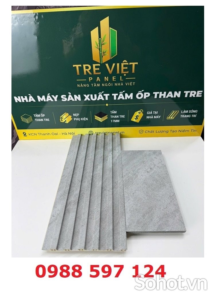 Ốp tường tấm ốp than tre kèm lam sóng
