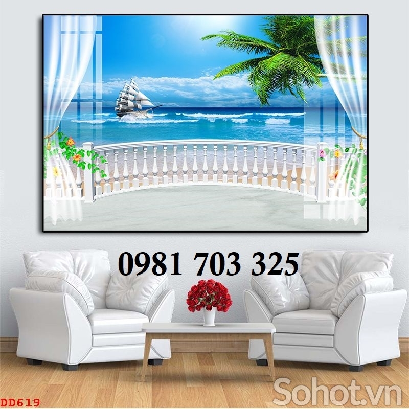 Tranh gạch 3d cảnh biển xanh
