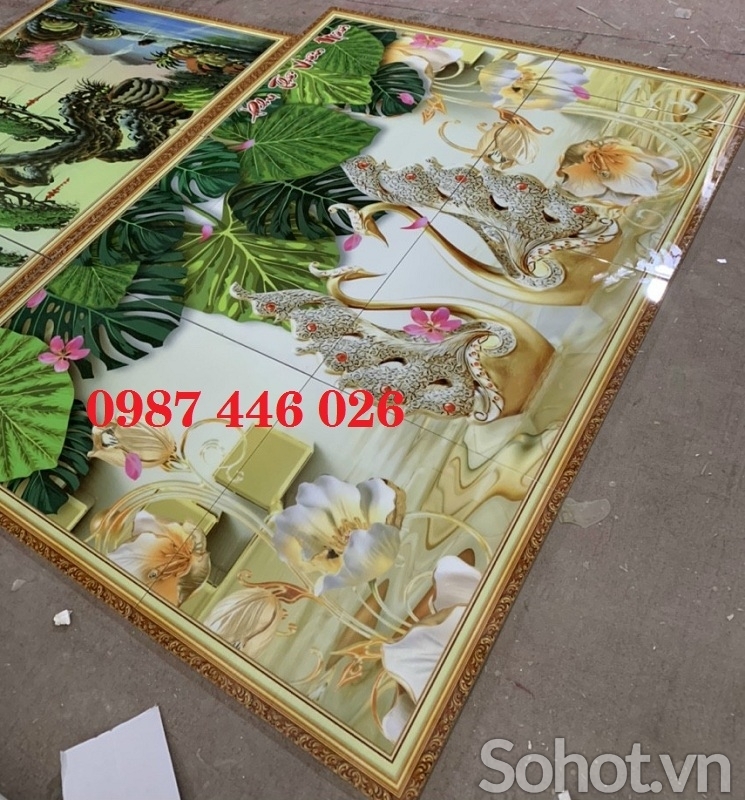 Gạch tranh 3d ốp tường phòng khách