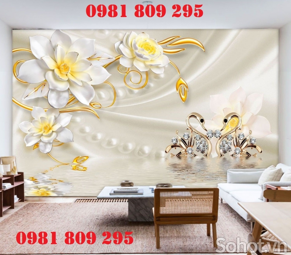 Gạch trang trí 3d hoa ngọc