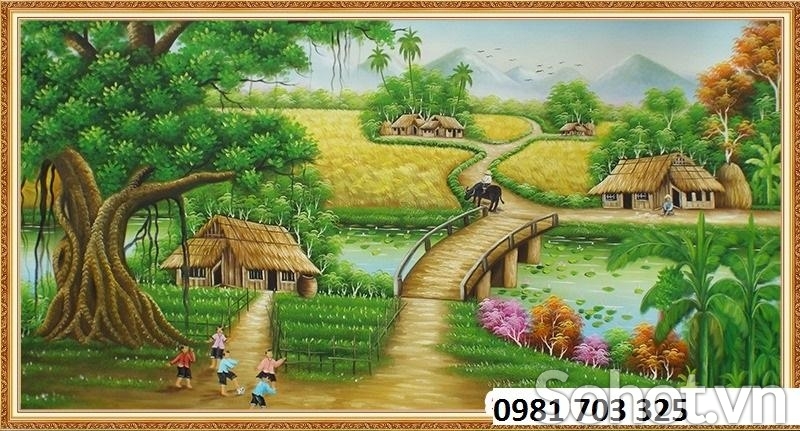 Tranh gạch đồng quê đẹp