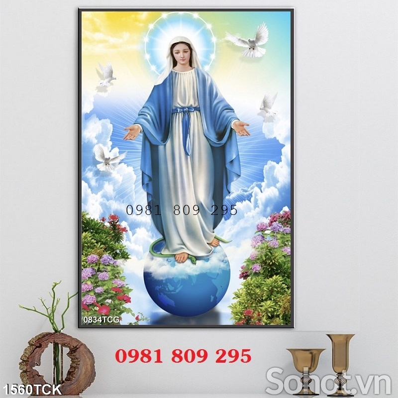 Tranh gạch thiên chúa , tranh đức mẹ maria HP76755