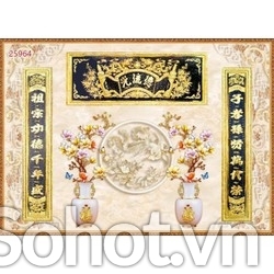 mẫu tranh 3d bàn thờ gia tiên - gạch tranh ốp tường - VCX2