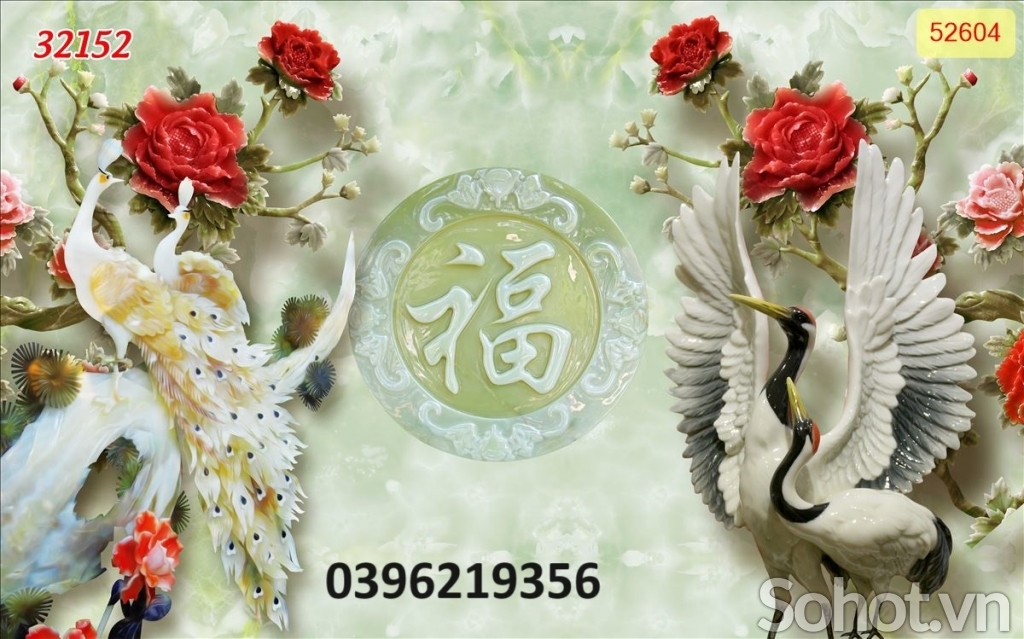 Tranh gạch đẹp chim hạc trang trí