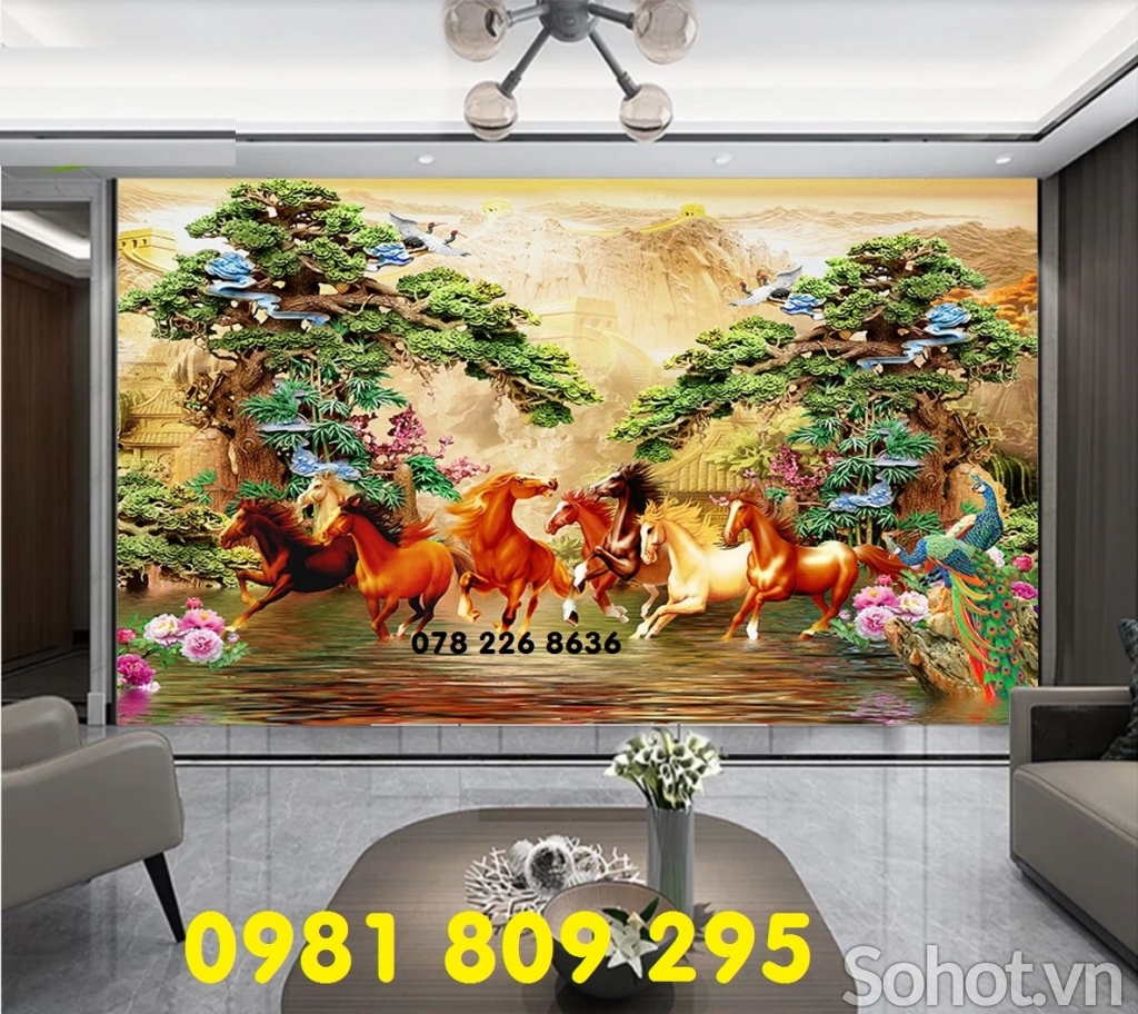 Mã đáo thành công 3d - gạch tranh 3d ngựa