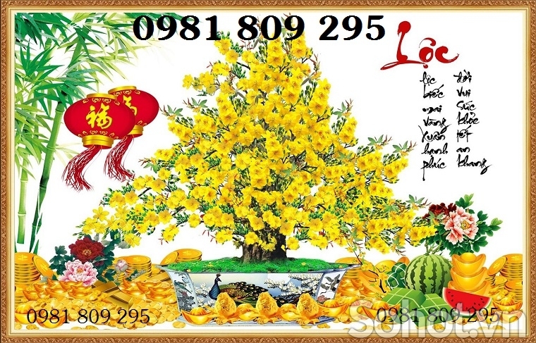 Gạch tranh cây mai , hoa mai