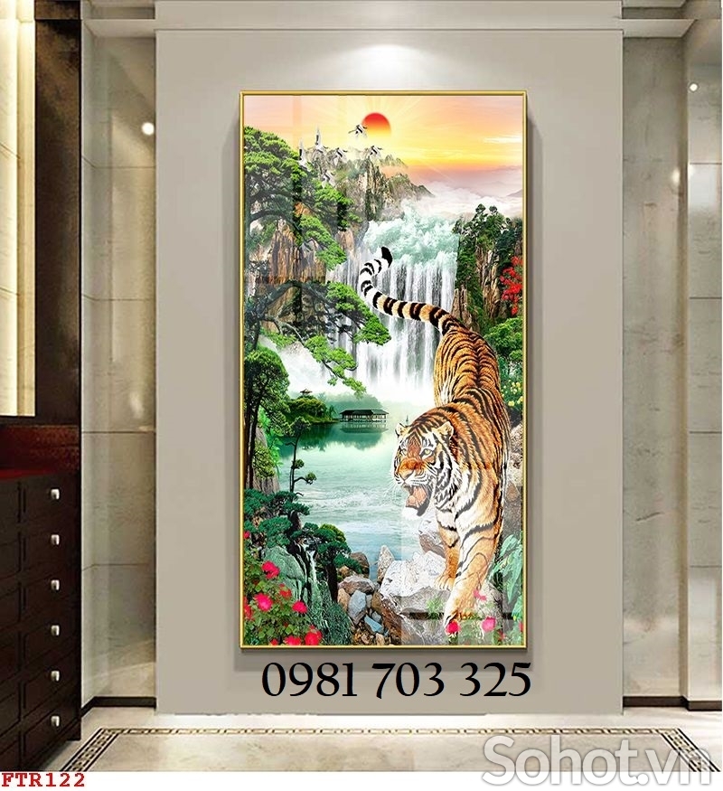 Gạch tranh hổ 3D dán tường