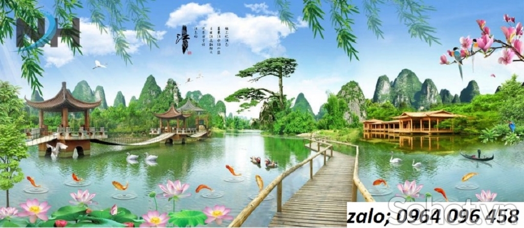 Gạch tranh 3d - tranh gạch 3d phong cảnh - HN800