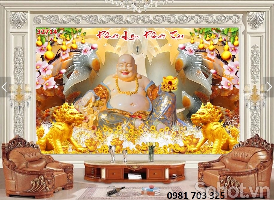 Tranh Phật di lặc - tranh gạch phòng thờ